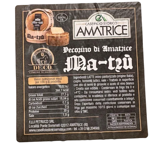 Pecorino stagionato MA-TRÙ Amatriciano – Caseificio Storico di Amatrice - immagine 3