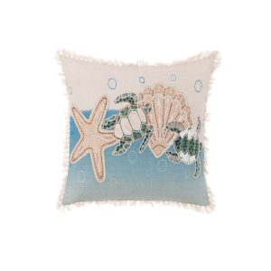 Blanc Mariclò · Cuscino in Cotone Stampato e Ricamato · “Vista Mare” · 45×45 cm