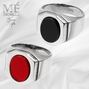 Anello Ottagono con Pietra Ovale