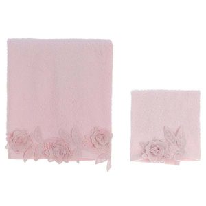 Blanc Mariclò Coppia di Asciugamani in Spugna Rosa