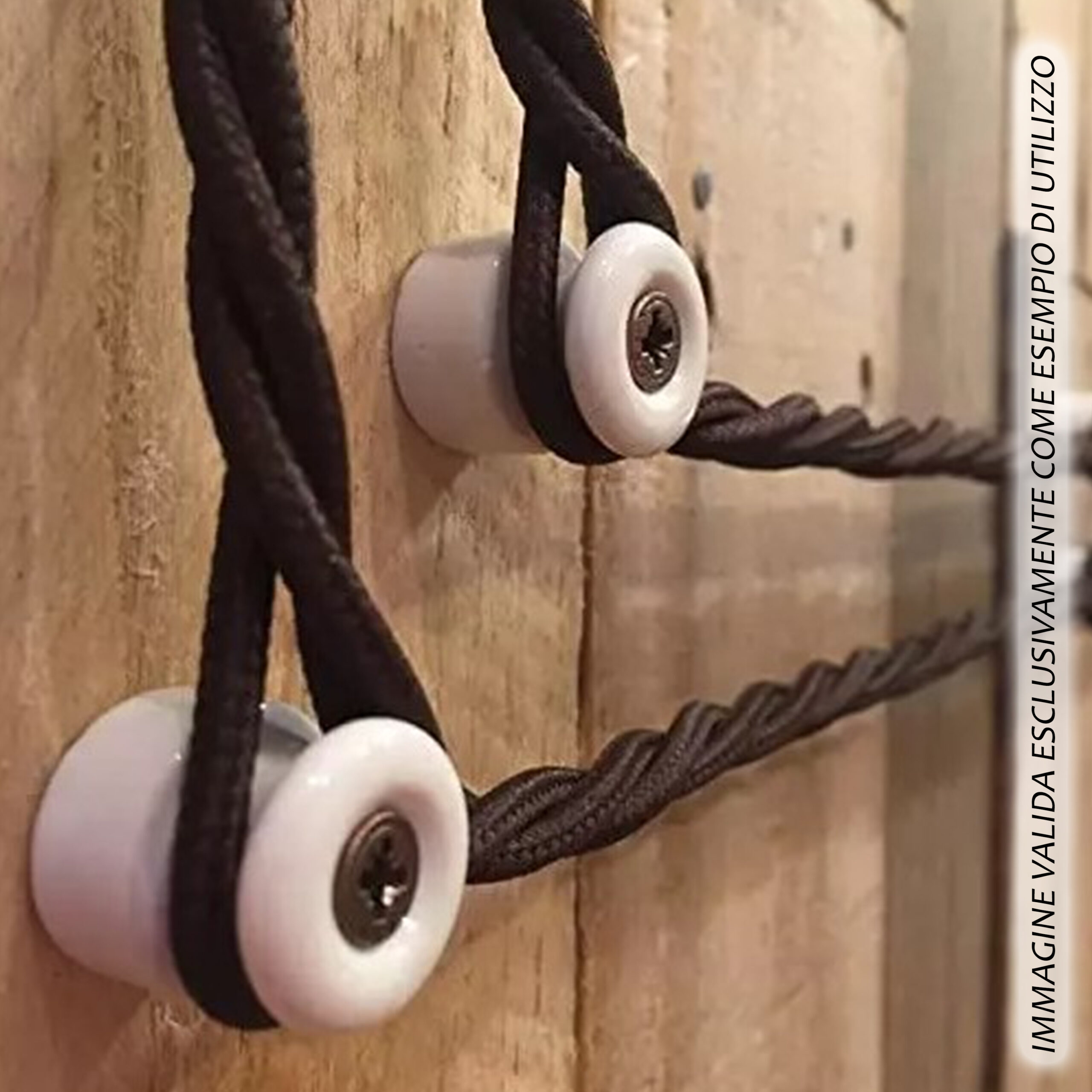 CAVO ELETTRICO TRECCIA 2×1 (2fili da 1mm di sezione) IN TESSUTO VINTAGE COLOR MARRONE, ideale per lampadari pendenti e per isolatori. - immagine 7