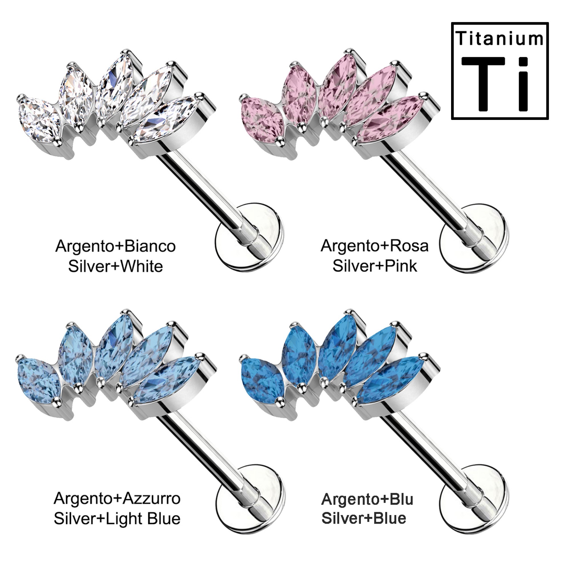 Piercing Labret Marquise in Titanio - immagine 3