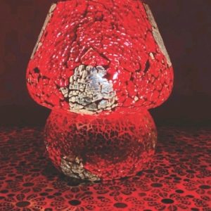 Lampada Fungo Vetro Marmorata Rosso Amore