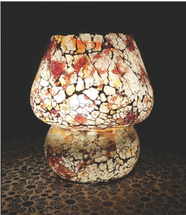 Lampada Fungo Vetro Marmorata Bianca Felicità - immagine 5