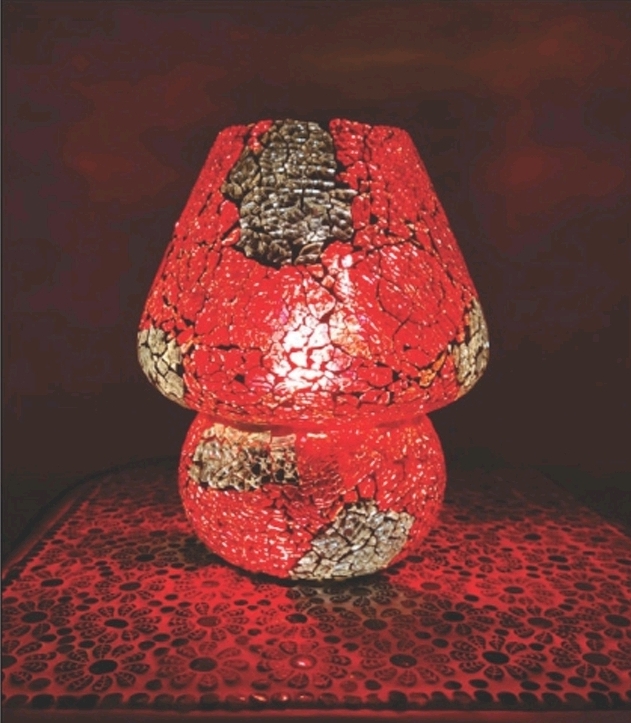 Lampada Fungo Vetro Marmorata Rosso Amore - immagine 4