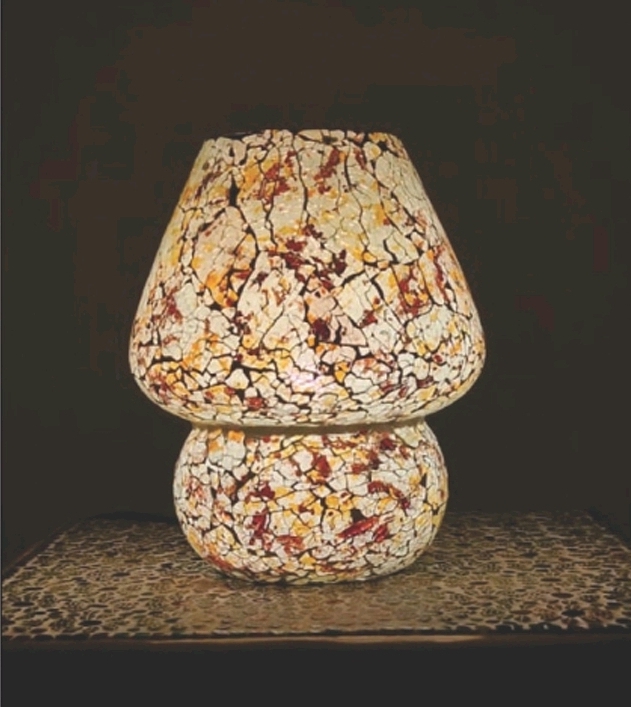 Lampada Fungo Vetro Marmorata Bianca Felicità - immagine 4