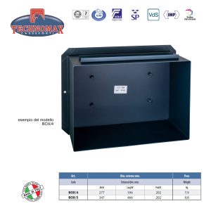 BOX CONTENITORE BOX/4 27.7×36.6×20.2 HxLxP CASSAFORTE DA MURARE TECHNOMAX BOX