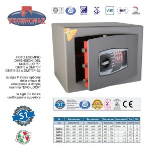 CASSAFORTE DMT/7P 49X43X40 HxLxP CON COMBINAZIONE ELETTRONICA DIGITALE TECHNOMAX DMT