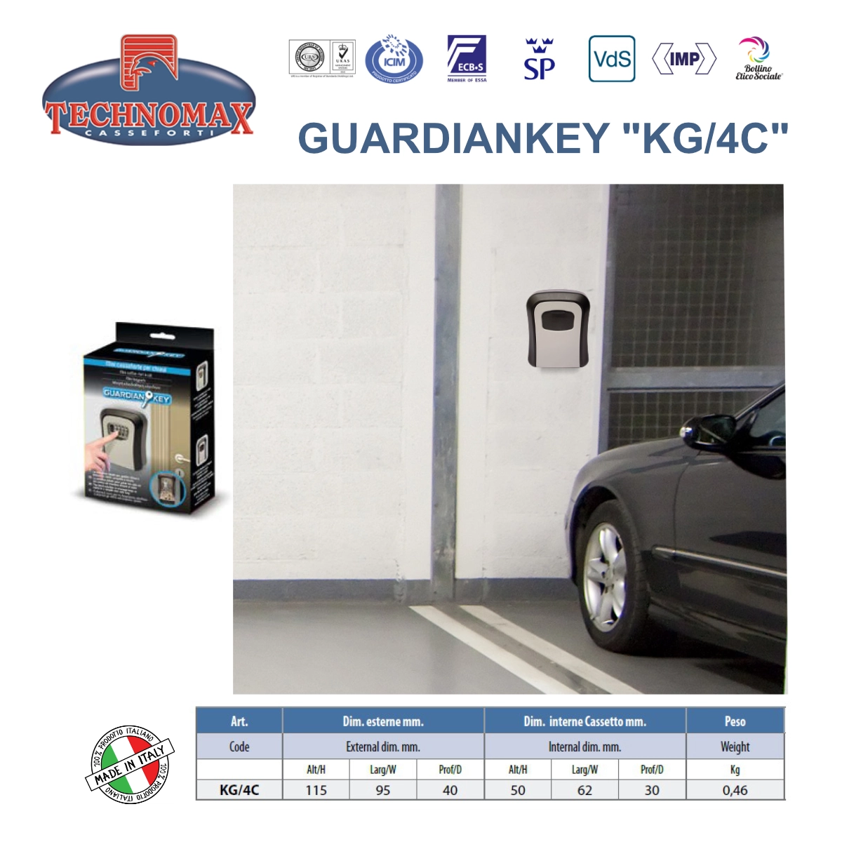 MINI CASSAFORTE TECHNOMAX PER CHIAVI – GUARDIANKEY “KG/4C” – SERRATURA A COMBINAZIONE - immagine 7