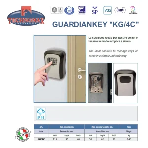 MINI CASSAFORTE TECHNOMAX PER CHIAVI – GUARDIANKEY “KG/4C” – SERRATURA A COMBINAZIONE