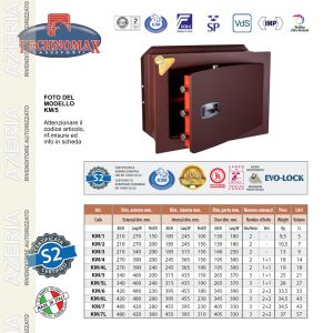 CASSAFORTE KM/5L 34X46X24 HxLxP CHIAVE DOPPIA MAPPA TECHNOMAX KM