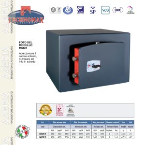 CASSAFORTE MEK/4 28X40X35 HxLxP CON CILINDRO SOSTITUIBILE TECHNOMAX SERIE MEK