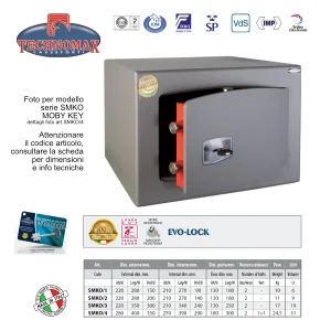 CASSAFORTE SMKO/4 28X40X35 HxLxP CHIAVE A DOPPIA MAPPA TECHNOMAX SMKO