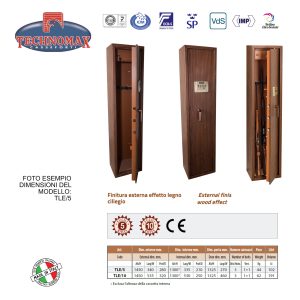 ARMADIO PORTAFUCILI TLE/5 145X34X28 HxLxP COMBINAZIONE ELETTRONICA DISPLAY LCD TECHNOMAX TLE