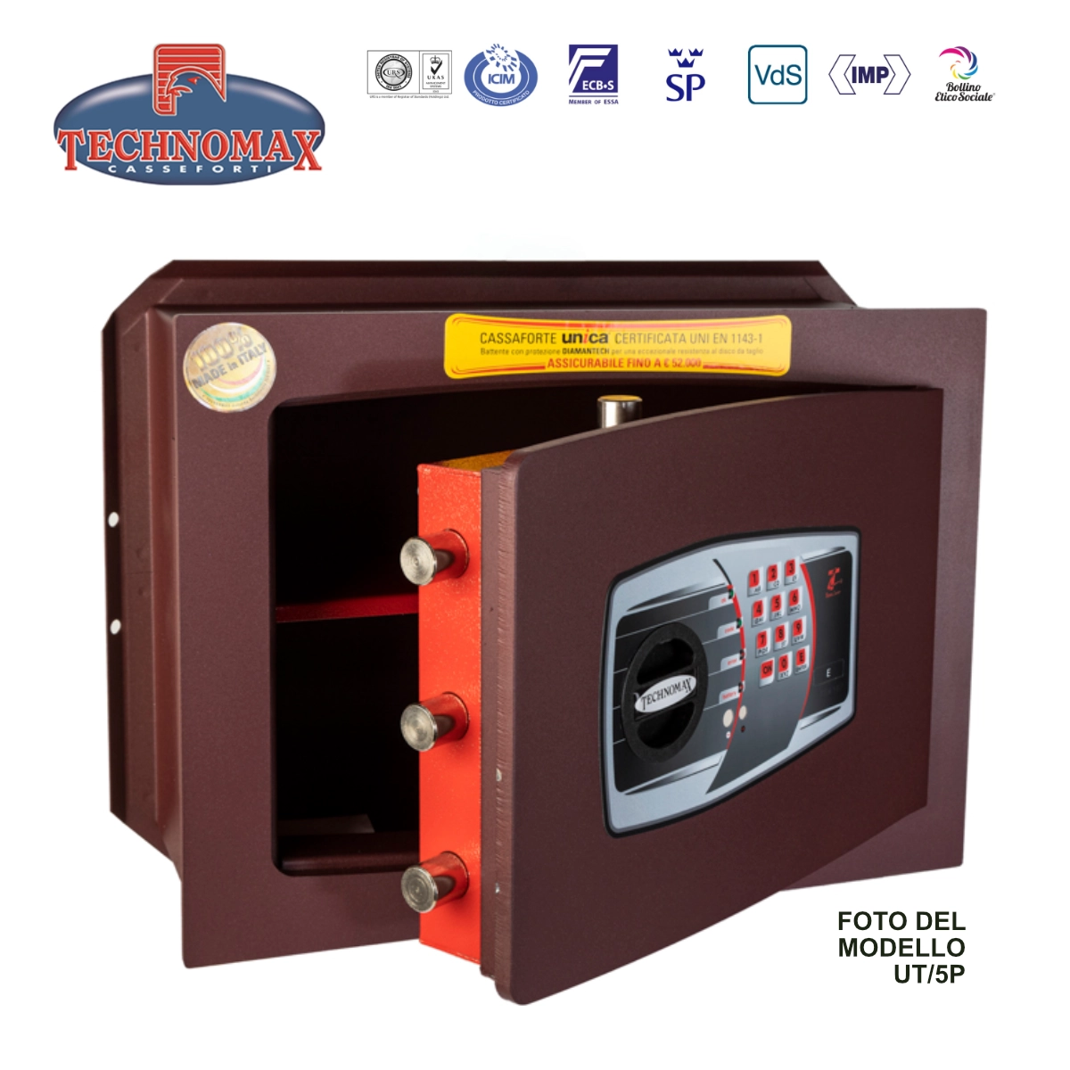 CASSAFORTE UNICA TRONY UT/7P 48X42X28 HxLxP CON COMBINAZIONE ELETTRONICA DIGITALE TECHNOMAX UT - immagine 7