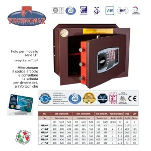 CASSAFORTE UNICA TRONY UT/7P 48X42X28 HxLxP CON COMBINAZIONE ELETTRONICA DIGITALE TECHNOMAX UT