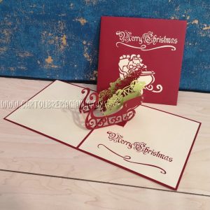 Origamo biglietto di Natale – Kirigami – La slitta dei doni