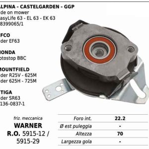 Frizione meccanica per trattorino Castelgarden EL63   Warner 5915-12 / 5915-29