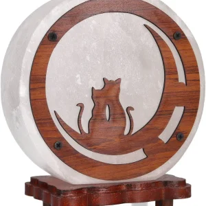 Lampada Sale Bianco Grande con Gattini Seduti su Luna