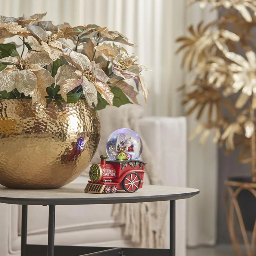 EDG Enzo De Gasperi Sfera Acqua Carillon Treno con Babbo Natale H17 cm - immagine 3