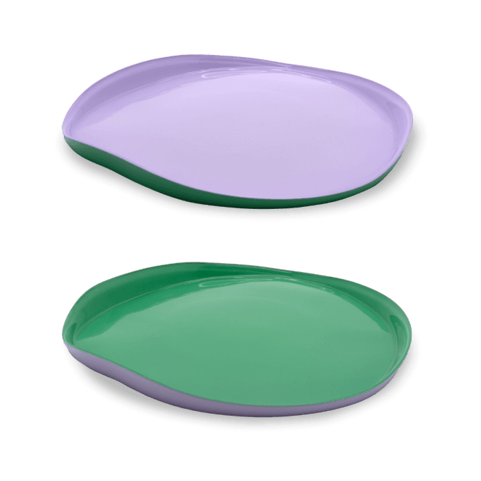 Set 2 Piatti Vetro Lilla e Verde 21cm WD Lifestyle - immagine 2